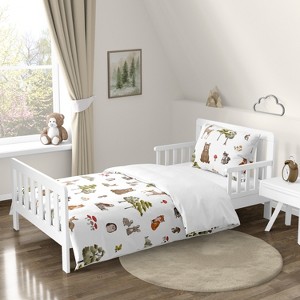 Sweet Jojo Designs Boy Girl Gender Neutral Unisex Toddler Bedding Set Watercolor Woodland Forest Animals Green Brown White 5pc - 1 of 4