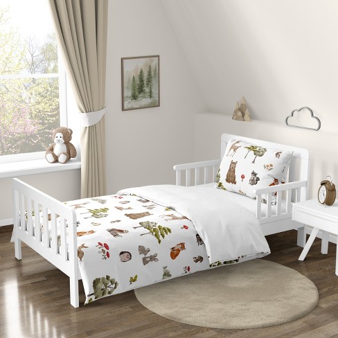Sweet Jojo Designs Boy Girl Gender Neutral Unisex Toddler Bedding Set Watercolor Woodland Forest Animals Green Brown White 5pc Target