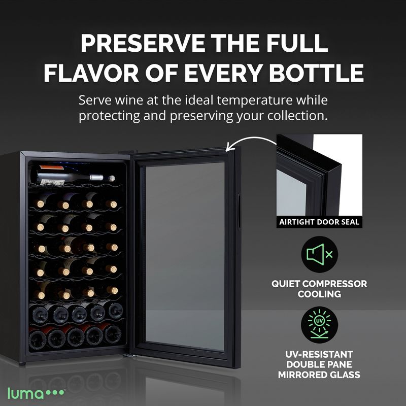 LUMA Comfort Shadow Series Wine Cooler Refrigerator 51 Bottle, Freestanding Glass Door Fridge, Single Zone Wine Refrigerator, 3 of 17