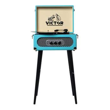 Victor® Andover Dual-Bluetooth® Belt-Drive 5-in-1 Suitcase-Style Record Player with Legs, VWRP-3200 _
