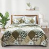 Peace Nest Premium Ultra Soft Reversible Quilted Coverlet Set, King, Green Leaves - 2 of 4