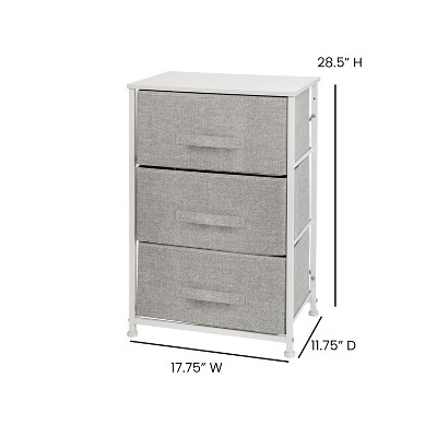 White & Light Gray 3-Drawer Cast Iron Frame Vertical Storage Dresser