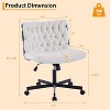 Wide Seat Desk Chair with Wheels, Criss Cross Legged Home Office Chair with Rocking Function & Adjustable Height, Comfy Swivel Armless Chair - 4 of 4