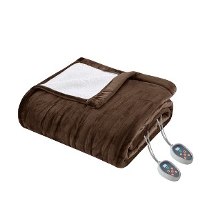 Ultra Soft Plush Reverse to Faux-Shearling Auto Shut Off Electric Blanket with Two 20 Heat Level Setting Controllers and Bonus Automatic Timer - 1 of 4