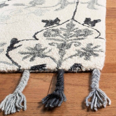Hand-Knotted Ivory Wool Suzani Area Rug 3' x 5'