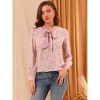 INSPIRE CHIC Women's Long Sleeve Bow Tie Office Ladies Tops Floral Chiffon Blouse Shirts - 3 of 4