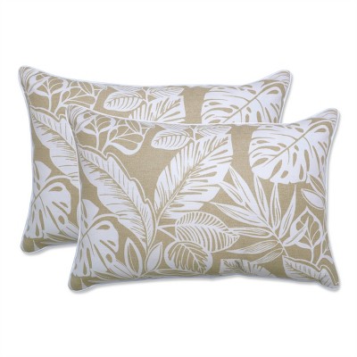 Pillow Perfect Set of 2 Delray Outdoor/Indoor Oversized Rectangular Throw Pillows Natural