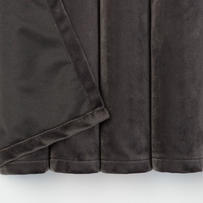 Charcoal Velvet Blackout Indoor Window Curtain Panels, 52" x 96"