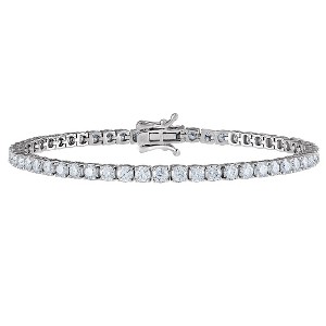 White Lotus Sterling Silver 9-Carat Lab Created Moissanite Tennis Bracelet - 1 of 2