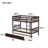 Kumasinova Minimalist Twin-Over-Twin Rubber Wood Bunk Bed with Pull-Out Trundle–Convertible to 2  Beds,Twin Size Bed Frame with Ladder & Guardrails - 4 of 4