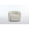 APRILSOUL Swivel Accent Barrel Chair, Modern Round Armchairs, Upholstered, Comfy, Living Room,Teddy,White/Brown - 4 of 4