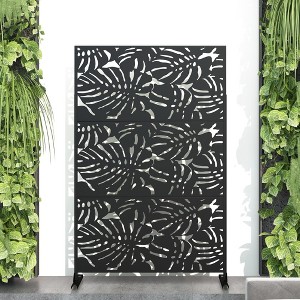 SpassWay 72"H x 47"W Outdoor Metal Garden Trellis Privacy Screen Lattice Panel Indoor Room Divider In Black - 1 of 4