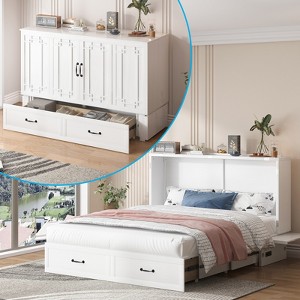 Mjkone Queen Murphy Bed with Mattress,Foldable Space-Saving Cube Cabinet Bed - 1 of 4