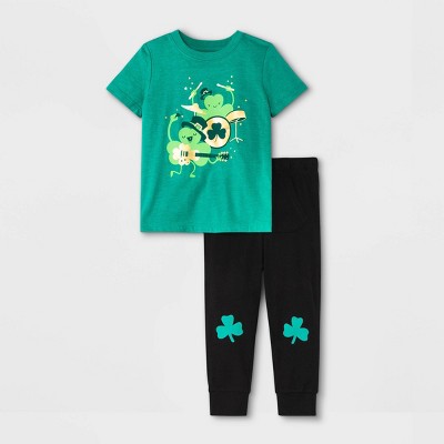 Toddler Boys' 2pc St. Patty's Rocking Shamrock T-Shirt and Jogger Pants Set - Cat & Jack™ Green