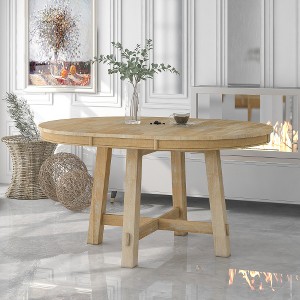 Anybear Farmhouse Round Extendable Dining Table - 1 of 4