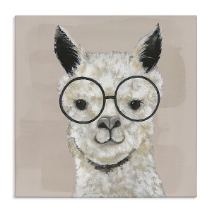 Stupell Industries Happy Alpaca Glasses Portrait, 17" x 17" - 1 of 4