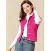 INSPIRE CHIC Women's Buttoned Washed Denim Vest with Faux Chest Flap Pockets - 2 of 4