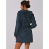 cheibear Women's Winter Fuzzy Belted Hooded Flannel Plush Bath Robe with Pockets - 3 of 4