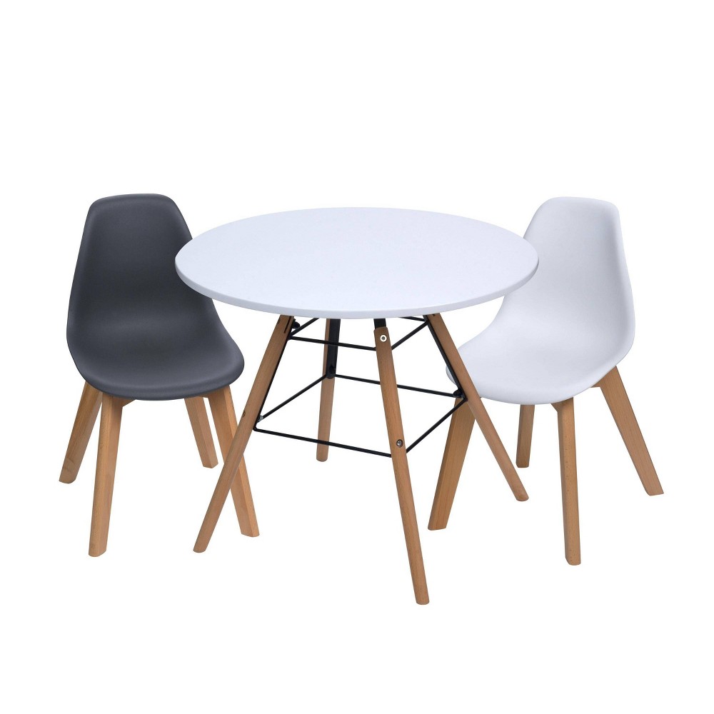 Photos - Other Furniture 3pc Modern Kids' Round Table and Chair Set Black/White - Gift Mark
