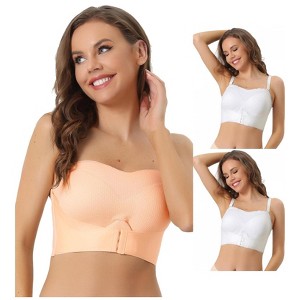 INSPIRE CHIC Women's Wirefree Breathable Push Up Front Bucking Support Strapless Bras 3 Packs - 1 of 4