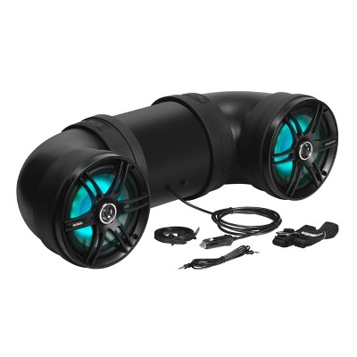 Soundstorm BTB8L 8 Inch 700W Bluetooth Amplified Marine Powersports UTV ATV Tube Speaker System with LED Lights, Black