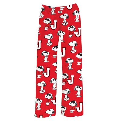 Collections Etc Red Snoopy J Elasticized Waist Drawstring Lounge Pants
