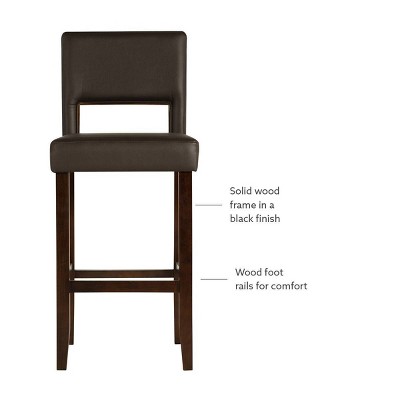 Espresso Brown 30" Wood Bar Stool with Faux Leather