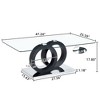 CAVINAS Rectangular Glass Top Coffee Table with Double Ring Base,Modern Minimalist Center Table for Living Room,Apartment - 4 of 4