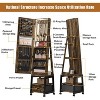 LED Mirror Jewelry Armoire, 360° Swivel, Vertical Jewelry Organizer with Lockable Lockers, Drawers, Mobility Wheels, Foldable Makeup Shelf - 2 of 4