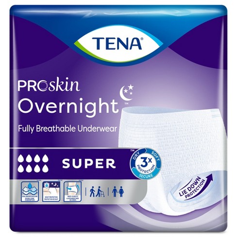 Tena Proskin Overnight Super Incontinence Underwear, Heavy Absorbency,  Unisex, Large, 56 Count : Target