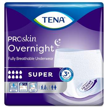 TENA ProSkin Overnight Super Protective Disposable Underwear Pull On with Tear Away Seams Large