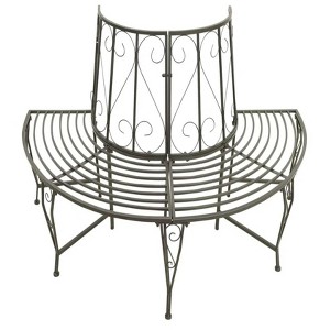 Patio Half Round Tree Bench 63" Steel - 1 of 4