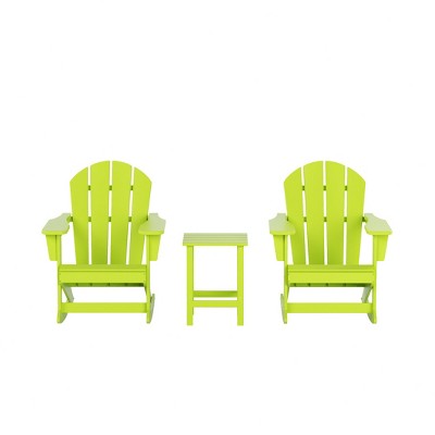 WestinTrends 3 Piece set Outdoor Patio Poly Adirondack rocking chairs with side table