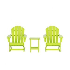 WestinTrends 3 Piece set Outdoor Patio Poly Adirondack rocking chairs with side table - 1 of 4