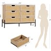 Jojoka Natural Rattan 6 Drawer Double Dresser, Wooden Chest of Drawer - 2 of 4