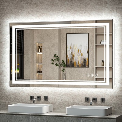 Keonjinn LED Bathroom Vanity Mirror, Front Light & Backlit, 3 Color Temperatures, Anti Fog, Double Lights Strips