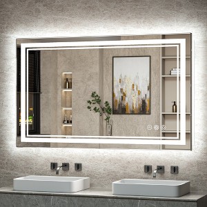 Keonjinn LED Bathroom Vanity Mirror, Front Light & Backlit, 3 Color Temperatures, Anti Fog, Double Lights Strips - 1 of 4