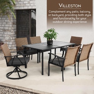 HOMEFUN 7 Piece Patio Dining Set ,Outdoor Wicker Furniture Set with 2 Cushions Swivel Rocker Chairs,4 Cushions chairs,Gray - 1 of 4