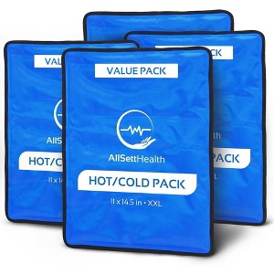 Allsett Health 4 Pack Large Reusable Hot and Cold Gel Ice Packs for Injuries | Cold Compress, Gel ice Pack, Cold Packs Flexible -  11x14.5 Inches Blue - 1 of 4