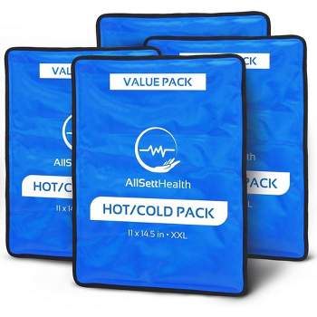 Allsett Health 4 Pack XL Reusable Hot and Cold Gel Ice Packs for Injuries | Cold Compress, Gel ice Pack, Cold Packs Flexible -  11x14.5 Inches Blue