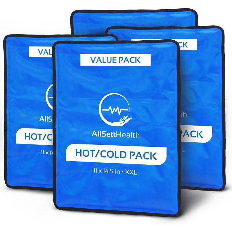 Allsett Health 4 Pack XL Reusable Hot and Cold Gel Ice Packs for Injuries | Cold Compress, Gel ice Pack, Cold Packs Flexible -  11x14.5 Inches Blue, 1 of 9