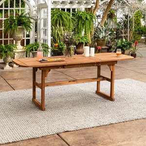Modern Slat-Top Solid Acacia Wood Butterfly Outoor Dining Table - Brown - 1 of 4