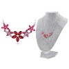Anna-Kaci Women's Floral Crystal Statement Necklace, Rhinestone Accents, Adjustable Chain - Red - 2 of 4