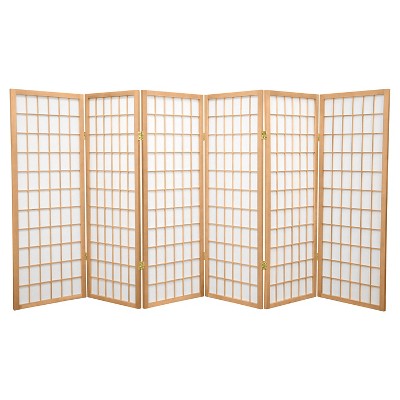 4 ft. Tall Window Pane Shoji Screen - Natural (6 Panels)