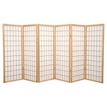 4 ft. Tall Window Pane Shoji Screen - Natural (6 Panels)
