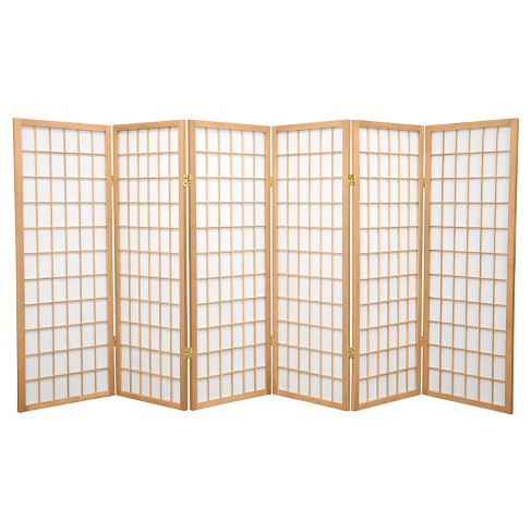 4 ft. Tall Window Pane Shoji Screen - Natural (6 Panels) - image 1 of 3