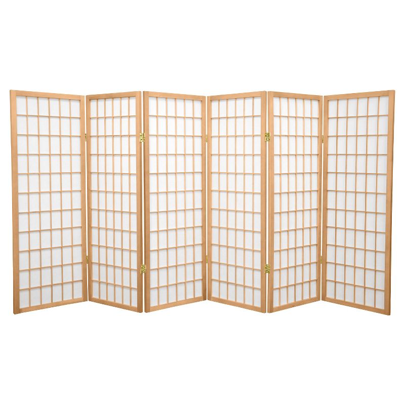 4 ft. Tall Window Pane Shoji Screen - Natural (6 Panels), 1 of 6