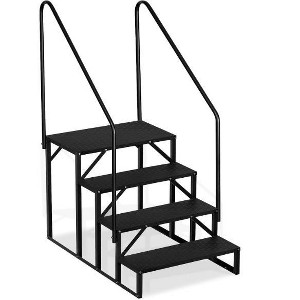 RV Steps with Handrail, Anti-Slip Step Ladder, Portable Pool Stool, 660 Lbs Load Capacity, RV Stair for Mobile Homes - 1 of 4