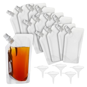 Stockroom Plus 50 Pack 8oz Reusable Plastic Drink Pouches with Funnels for Juice, Soda, Beer, 7 x 4 In - 1 of 4
