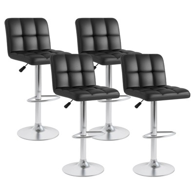 Costway Set of 4 PU Leather Bar Stool Swivel Bar Chair w/ Adjustable Height